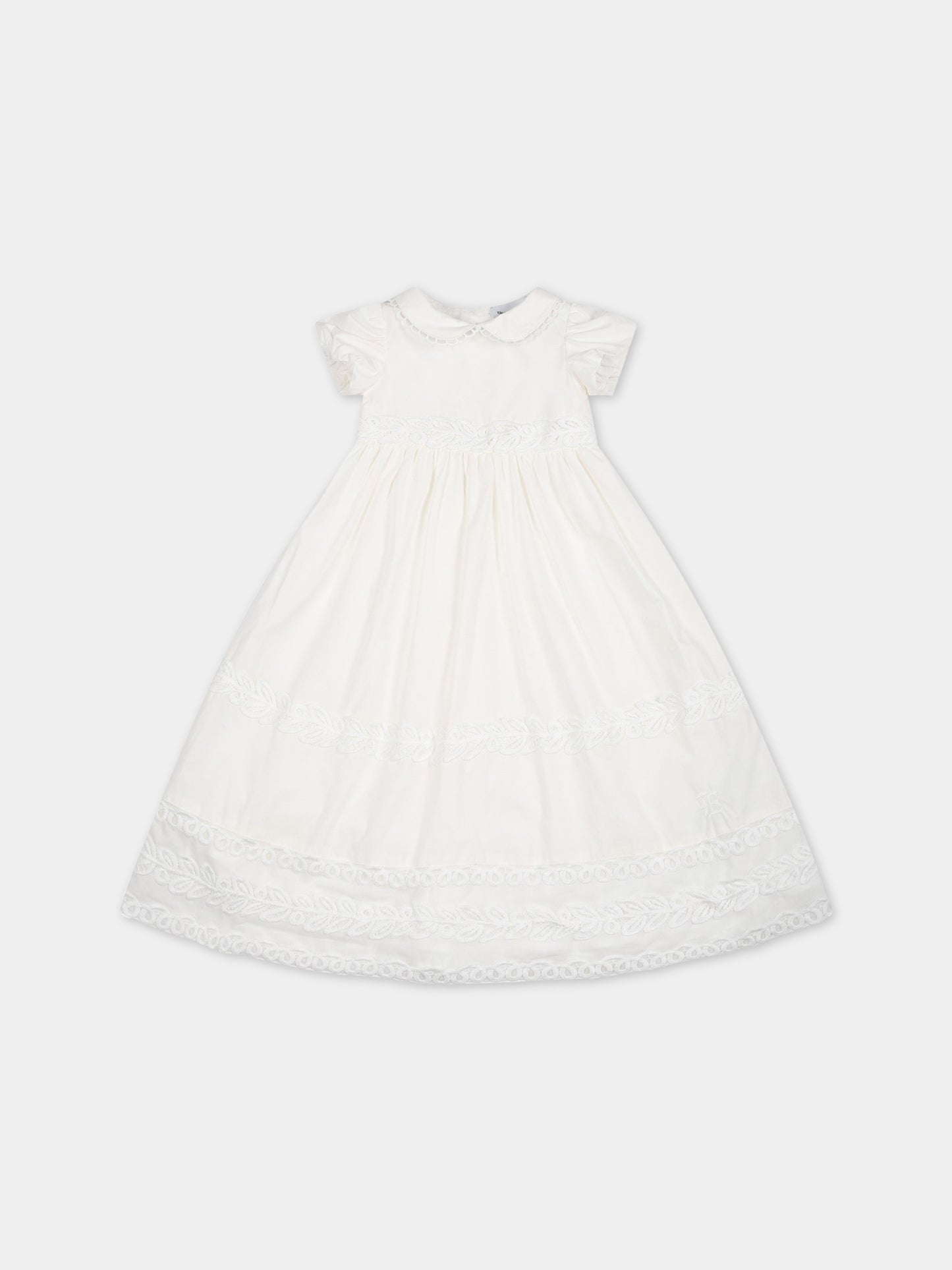 Vestito bianco per neonata con logo,Ermanno Scervino Junior,SNAB001C RI349 0001