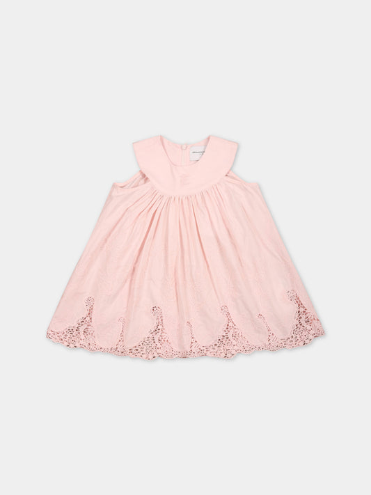 Vestito rosa per neonata con logo,Ermanno Scervino Junior,SBAB001C RI347 C001
