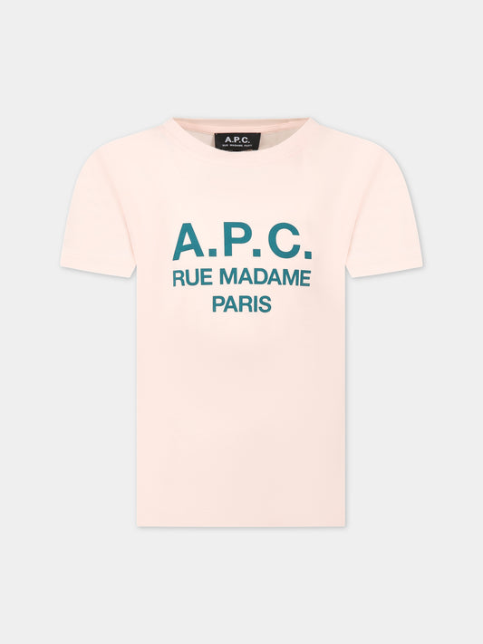Pink t-shirt for girl with logo,A.p.c.,COEZE E26139FAB