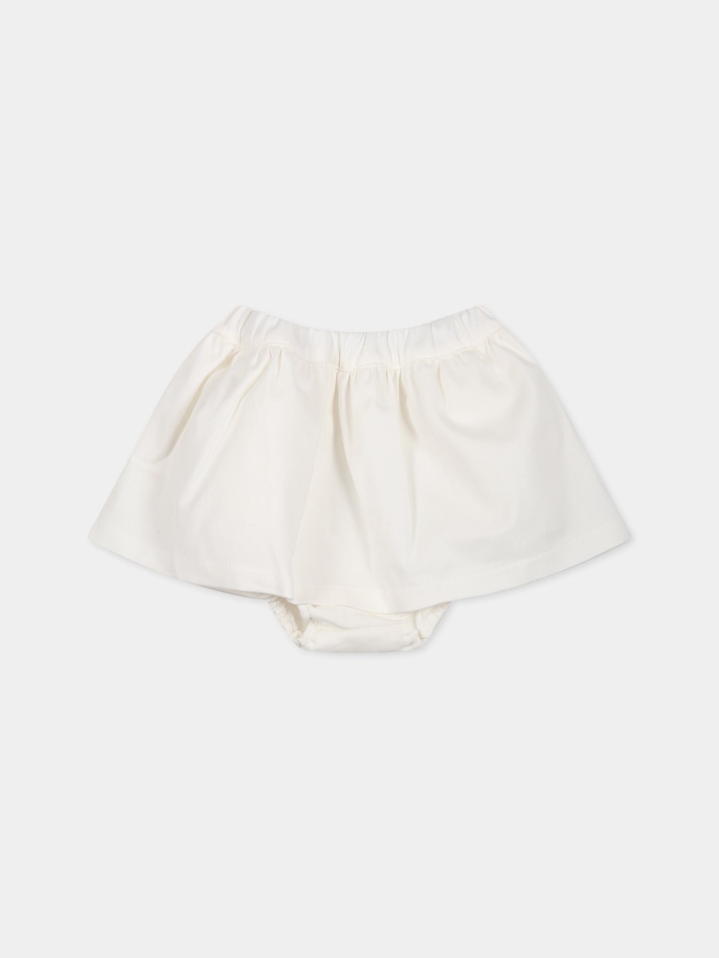 Gonna bianca per neonata con logo,Douuod Kids,DS7001 G0073 101