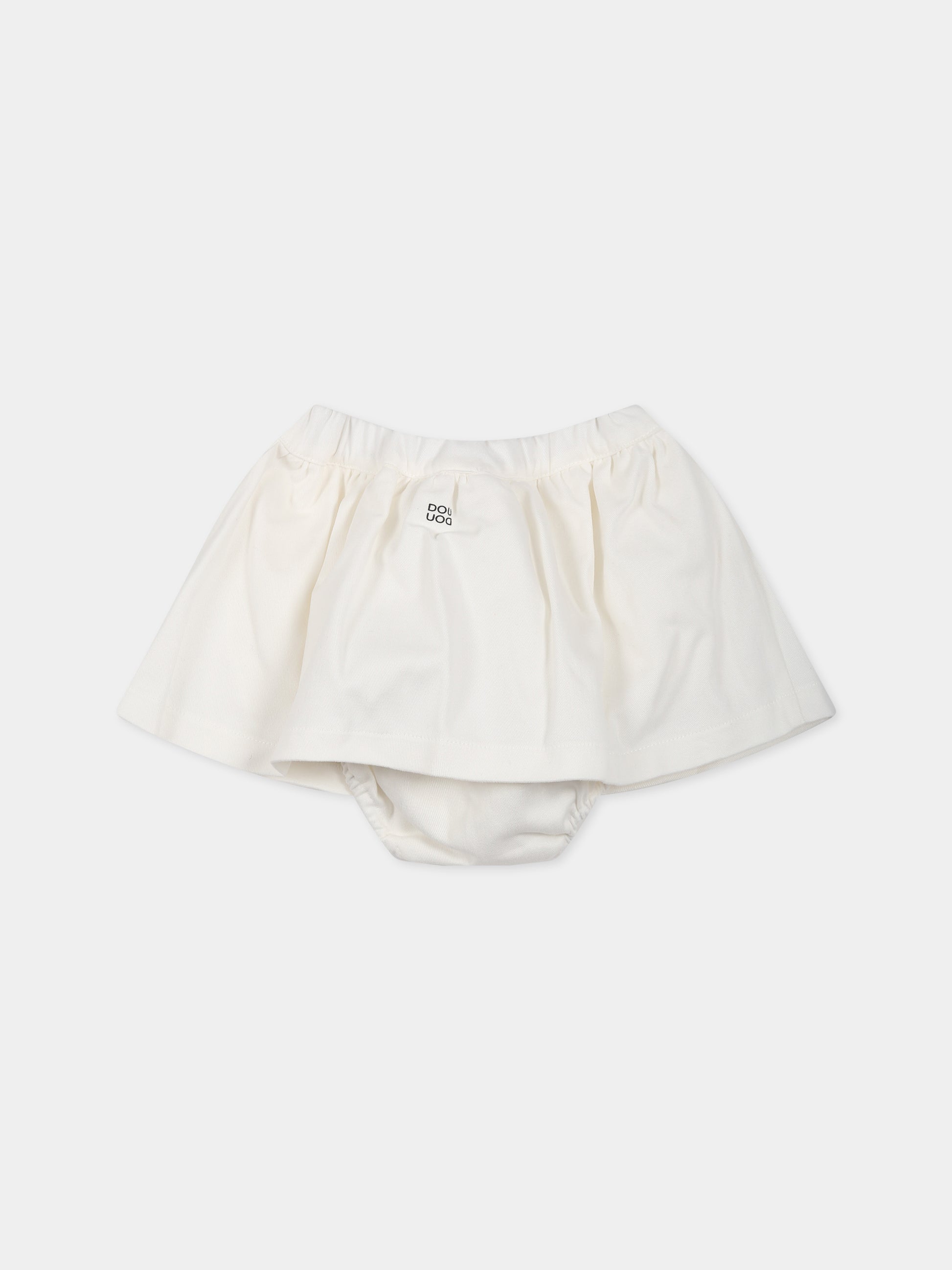 Gonna bianca per neonata con logo,Douuod Kids,DS7001 G0073 101