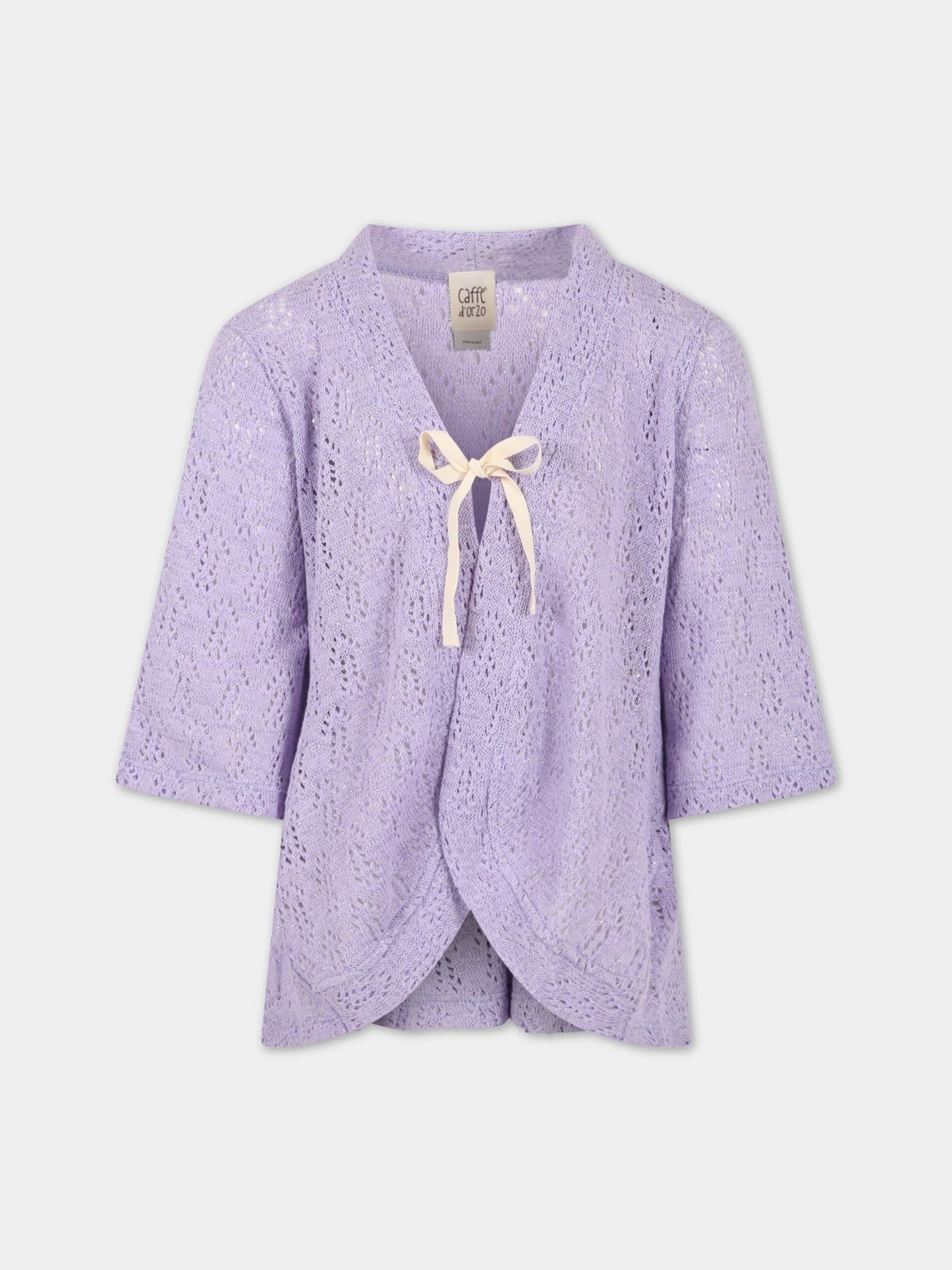 Cardigan viola per bambina con dettagli in lurex,Caffe' D'orzo,ZS9A30 Q0009 522