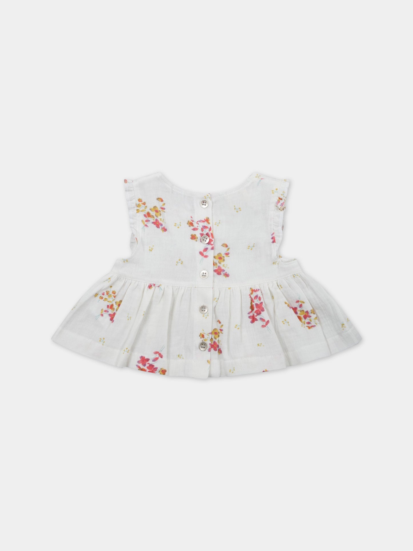 Camicia bianca per bambina con fiori,Caffe' D'orzo,ZS5002 K0128 101RS