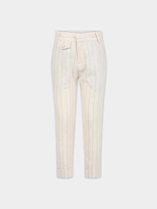Pantaloni avorio per bambino con logo,Eleventy,ES6P40 G0086 105BG