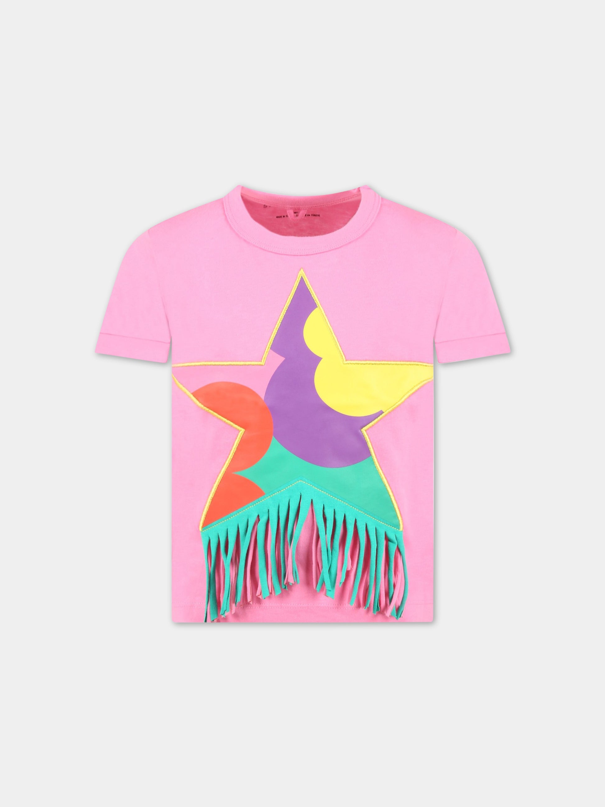 T-shirt rosa con stampa stella per bambina,Stella Mccartney Kids,TS8C21 Z0434 511