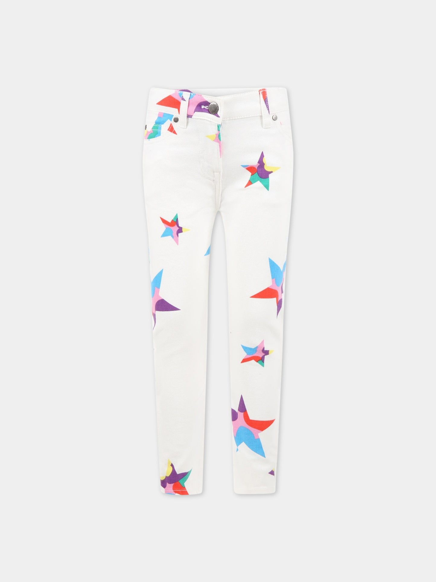 Jeans bianchi per bambina con stelle colorate,Stella Mccartney Kids,TS6E40 Z0858 100MC