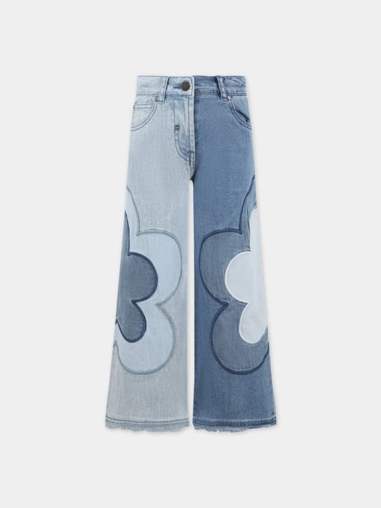 Jeans celesti per bambina con fiori,Stella Mccartney Kids,TS6B30 Z0153 999