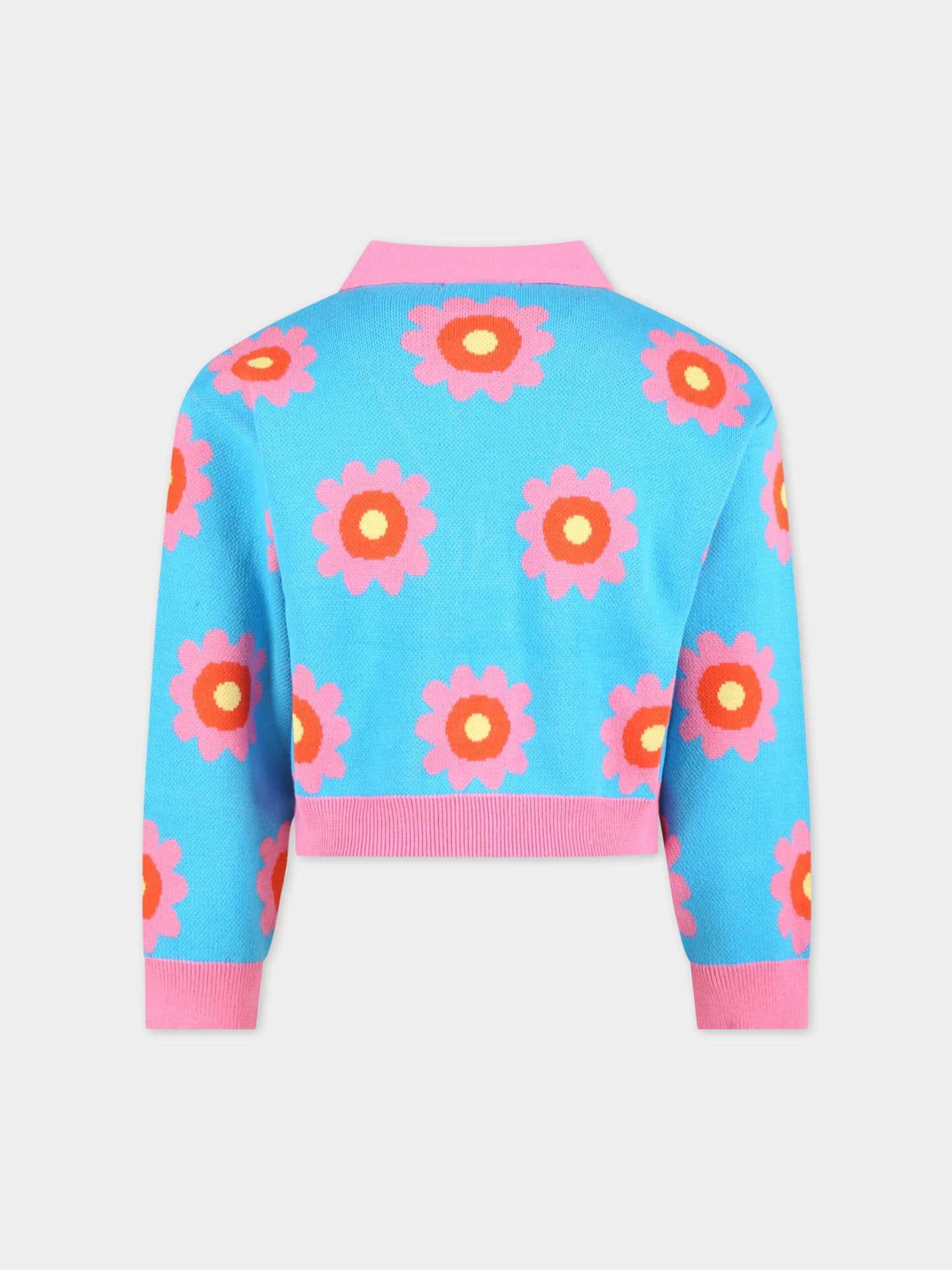 Cardigan azzurro per bambina con fiori,Stella Mccartney Kids,TS9A80 Z1143 999