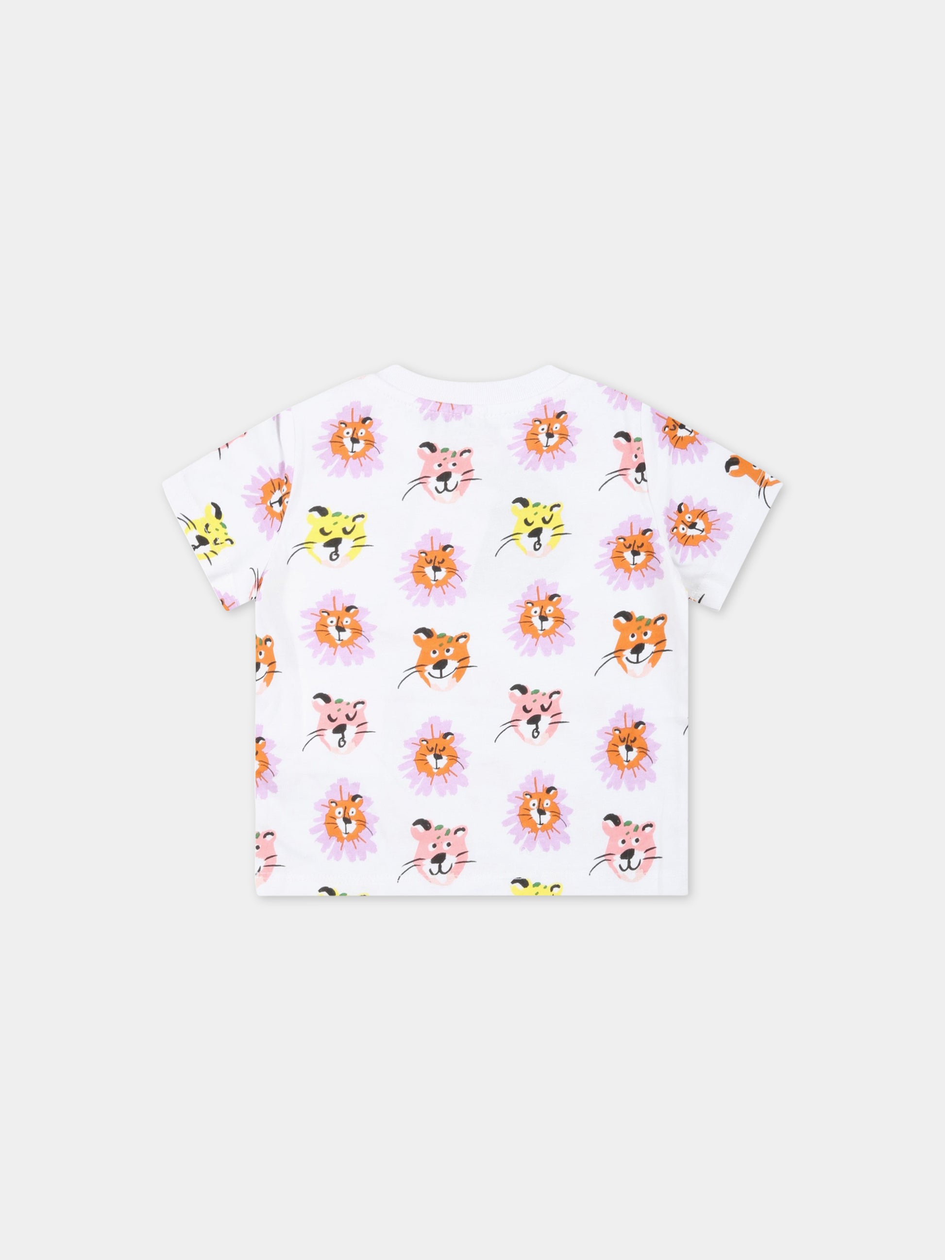 T-shirt bianca per neonata con animali,Stella Mccartney Kids,TS8101 Z1133 100MC