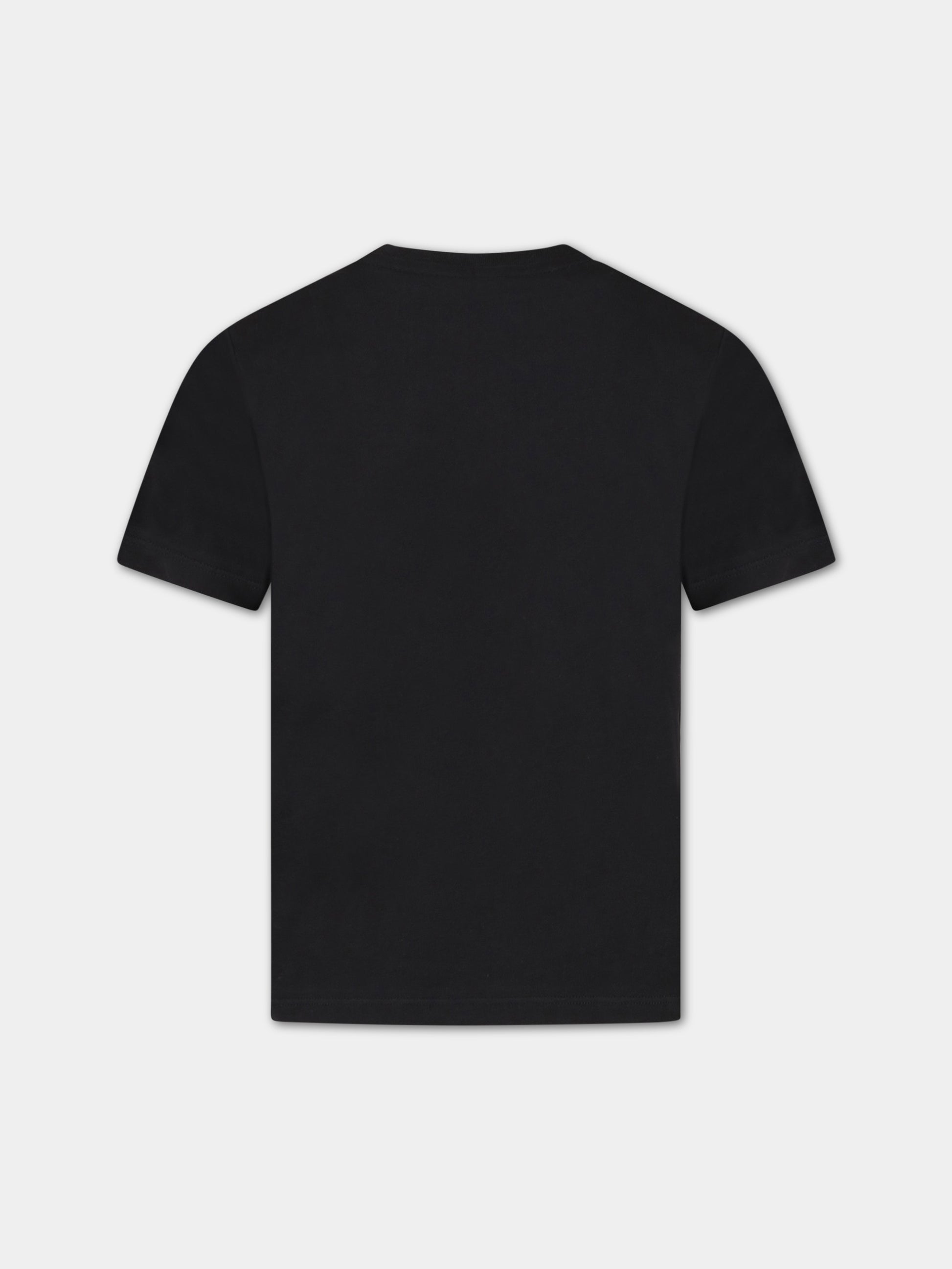 T-shirt nera per bambini con animali e logo,Stella Mccartney Kids,TS8R61 Z0434 930