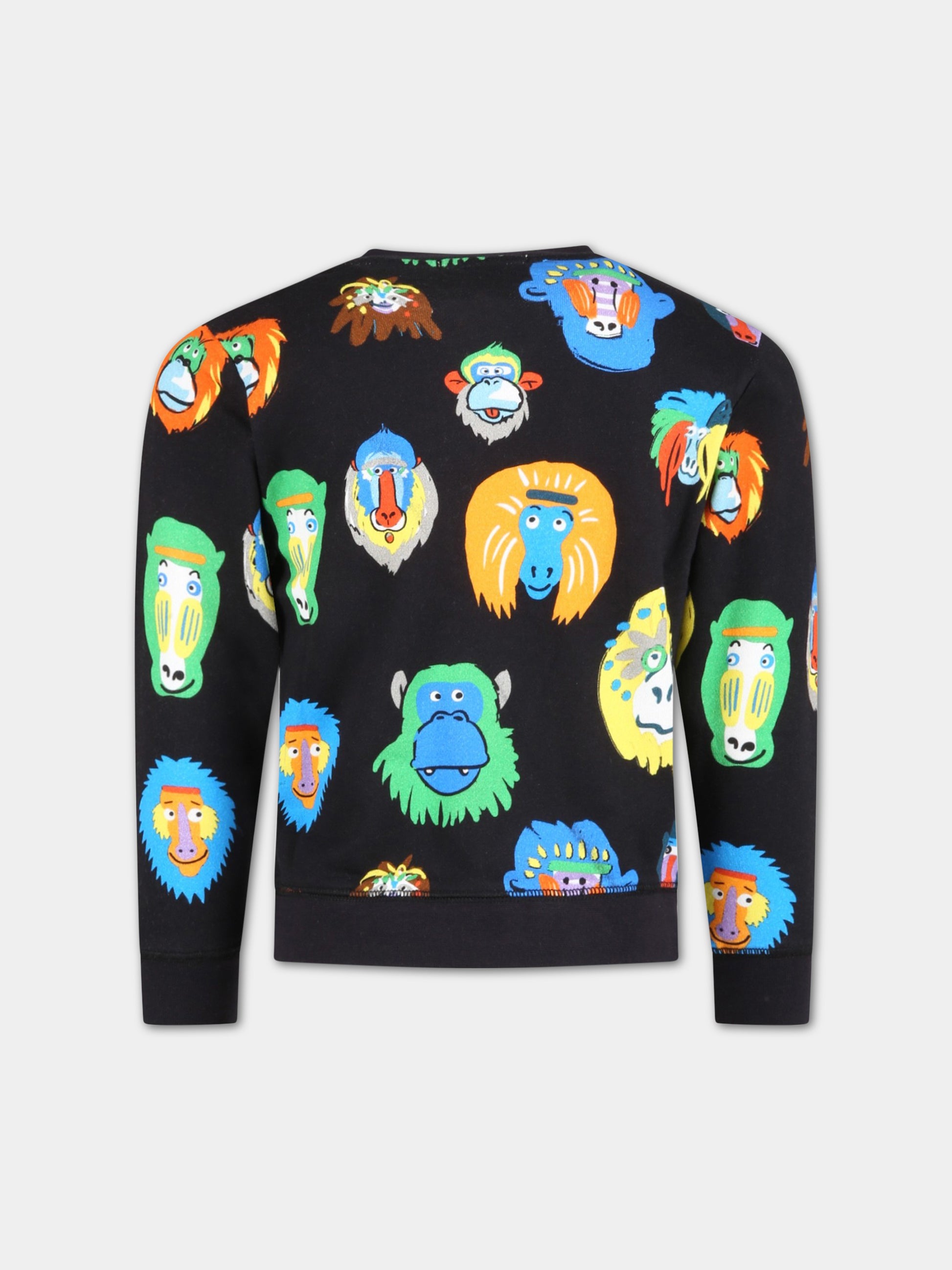 Felpa nera per bambino con animali colorati,Stella Mccartney Kids,TS4R30 Z0956 930MC