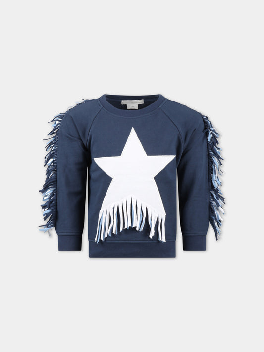 Felpa blu per bambina con stella,Stella Mccartney Kids,TS4C10 Z0499 620