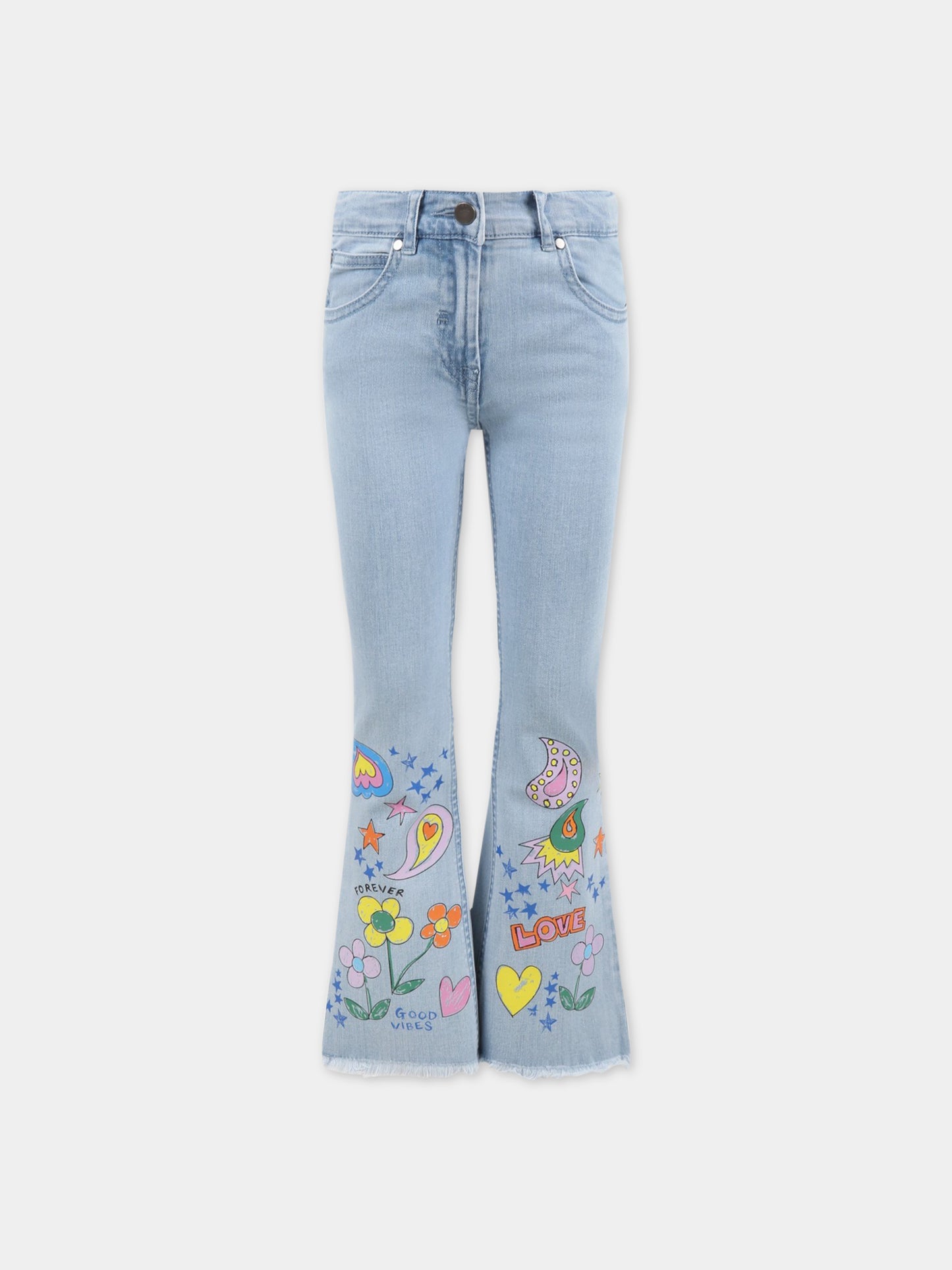 Jeans celesti per bambina con disegni,Stella Mccartney Kids,TS6A20 Z0153 604