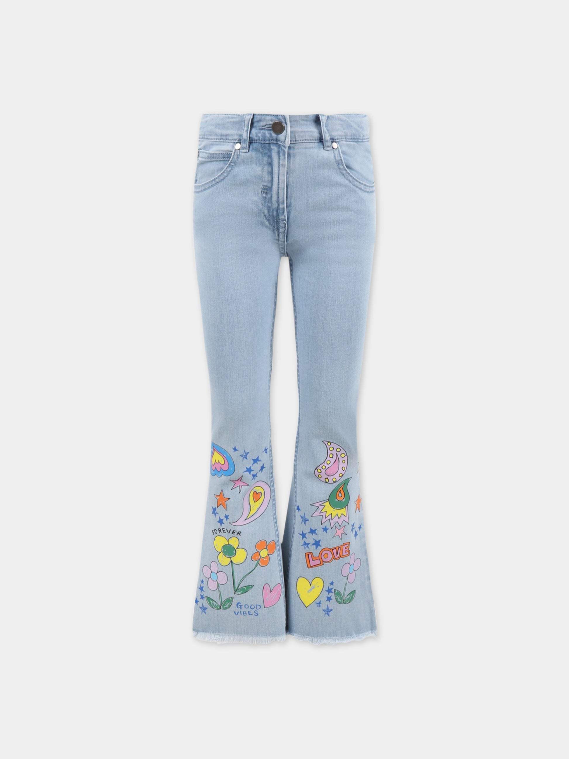 Jeans celesti per bambina con disegni,Stella Mccartney Kids,TS6A20 Z0153 604