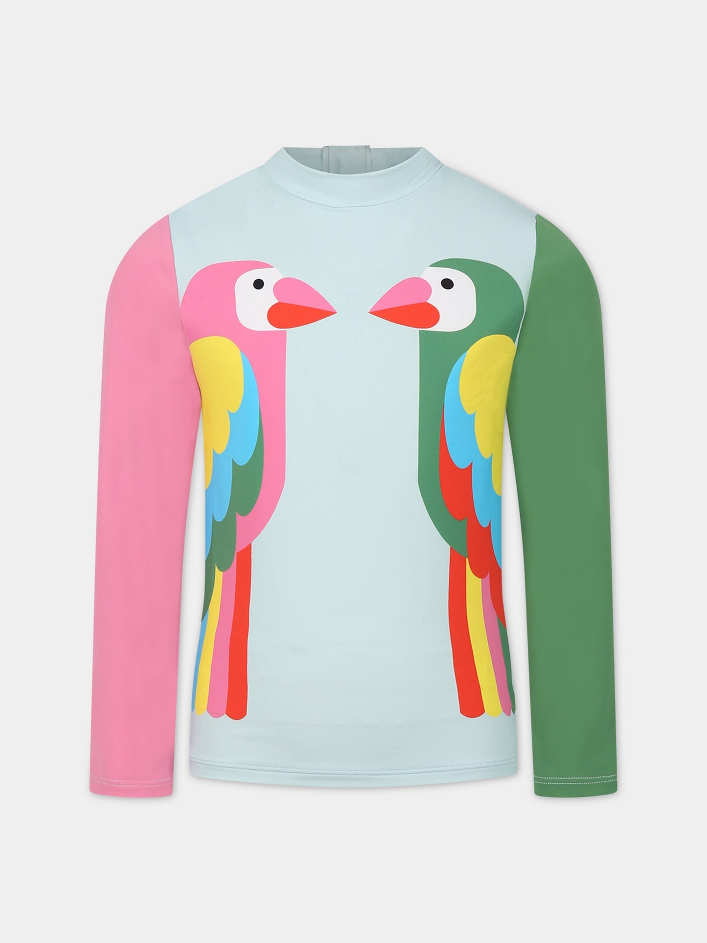 Completo multicolor per bambina con stampa pappagalli,Stella Mccartney Kids,TSCB65 Z0157 999