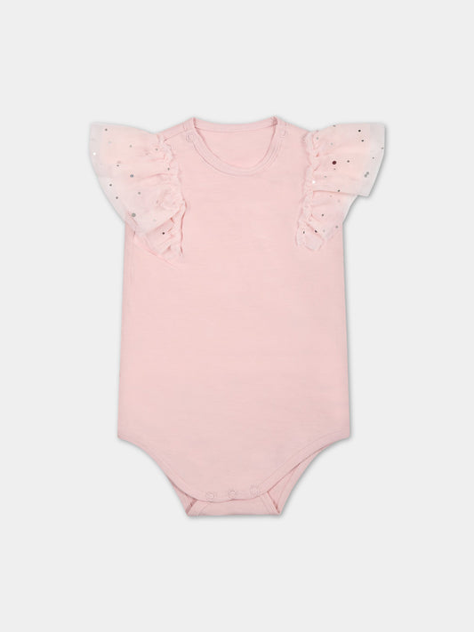 Body rosa per neonata con paillettes,Stella Mccartney Kids,TSA122 Z0434 501