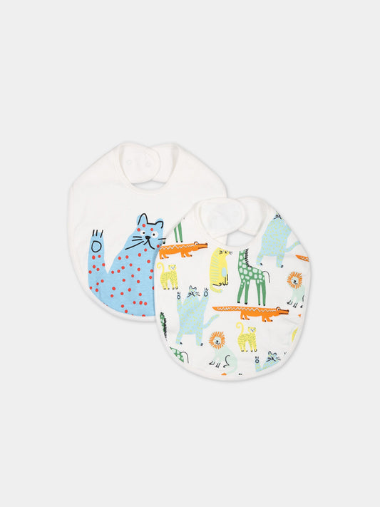 Set bianco neonato con stampa animali,Stella Mccartney Kids,TSB539 Z1098 100MC