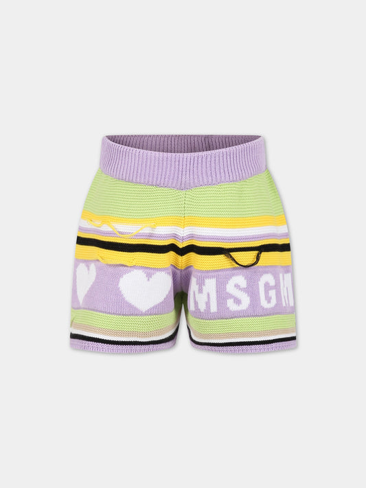 Shorts casual viola per bambina,Msgm Kids,MS029434 071
