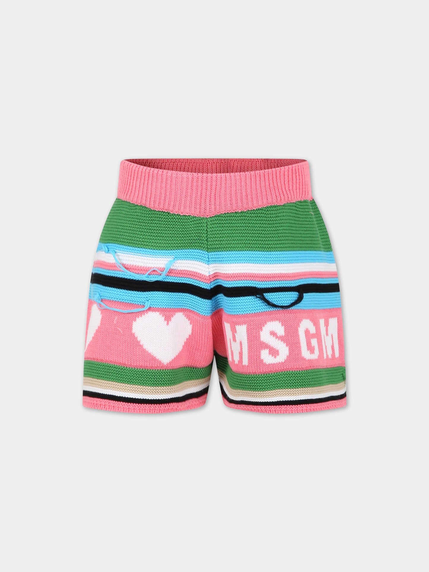 Shorts casual rosa per bambina,Msgm Kids,MS029434 042