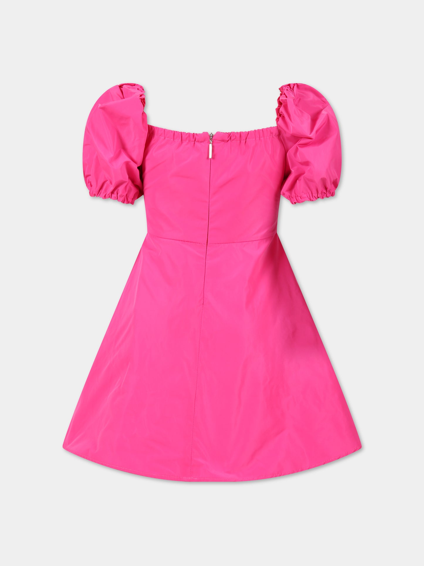 Vestito fucsia per bambina con logo nero,Msgm Kids,MS029494 044