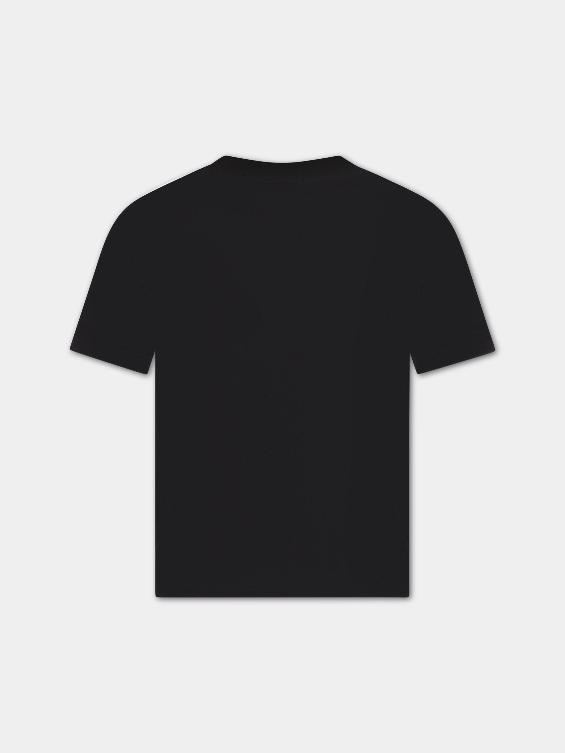 T-shirt nera per bambino con logo bianco,Msgm Kids,MS029318 110