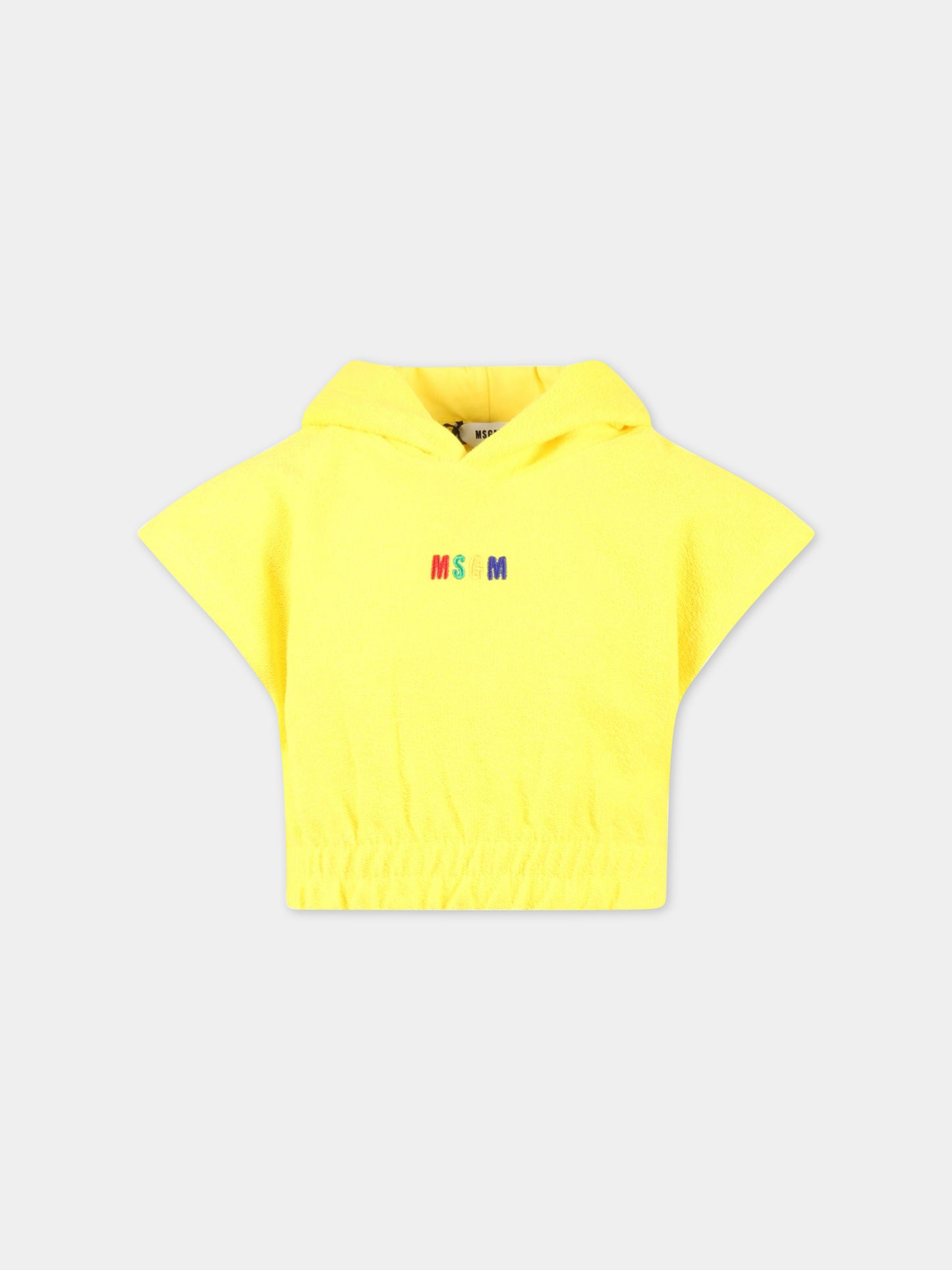 Felpa gialla per bambina con logo multicolor,Msgm Kids,MS029337 020