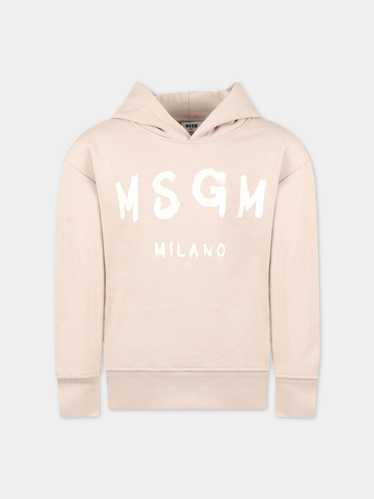Felpa beige per bambini con logo bianco,Msgm Kids,MS029325 015