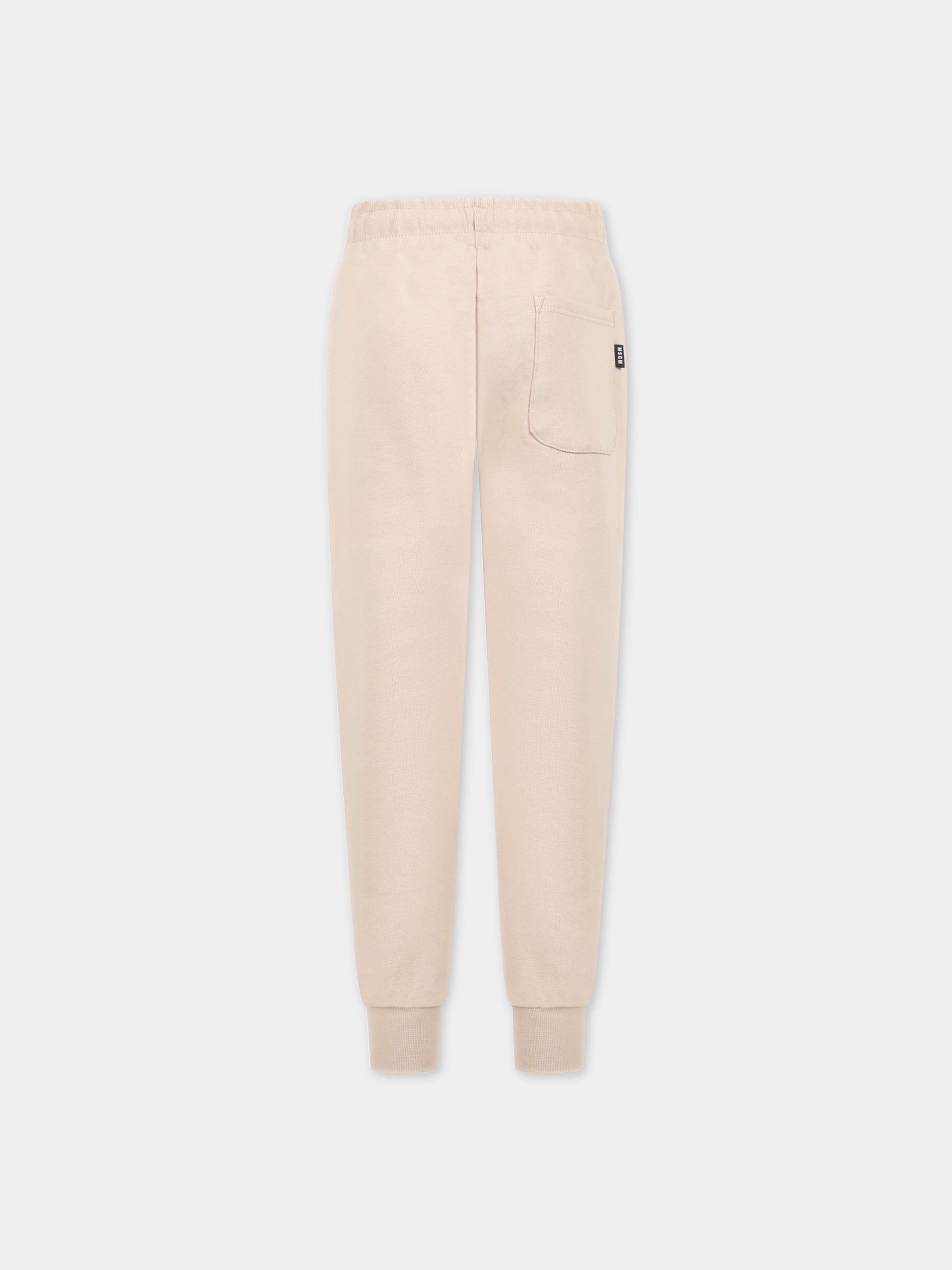 Pantaloni beige da tuta per bambino con logo bianco,Msgm Kids,MS029342 015