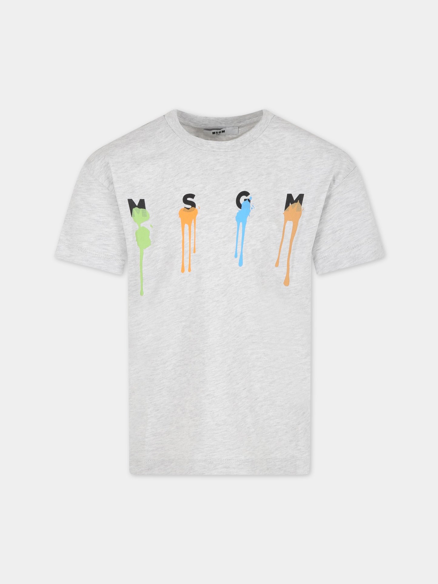 T-shirt grigia per bambino con logo,Msgm Kids,MS029547 107