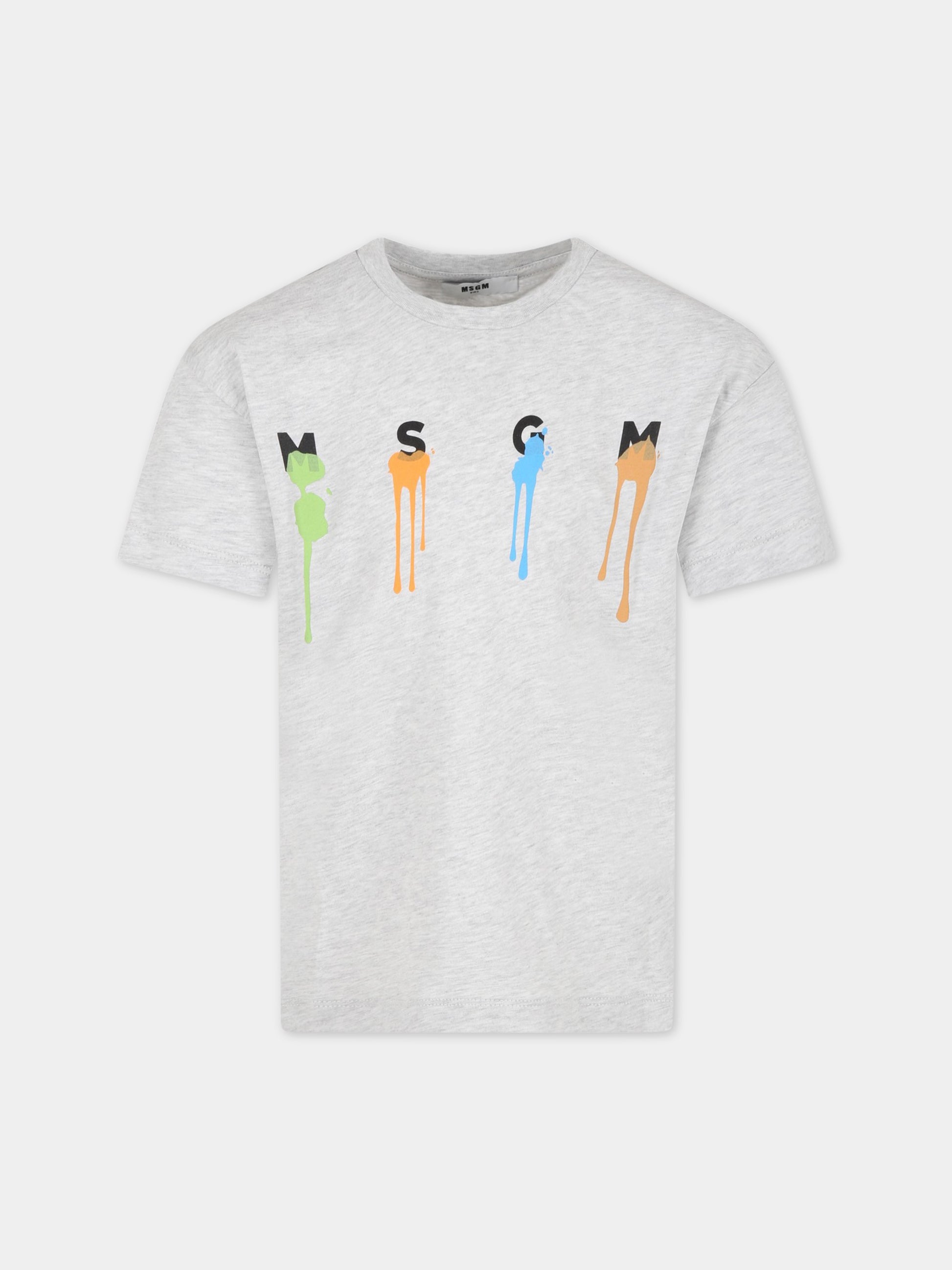 T-shirt grigia per bambino con logo,Msgm Kids,MS029547 107