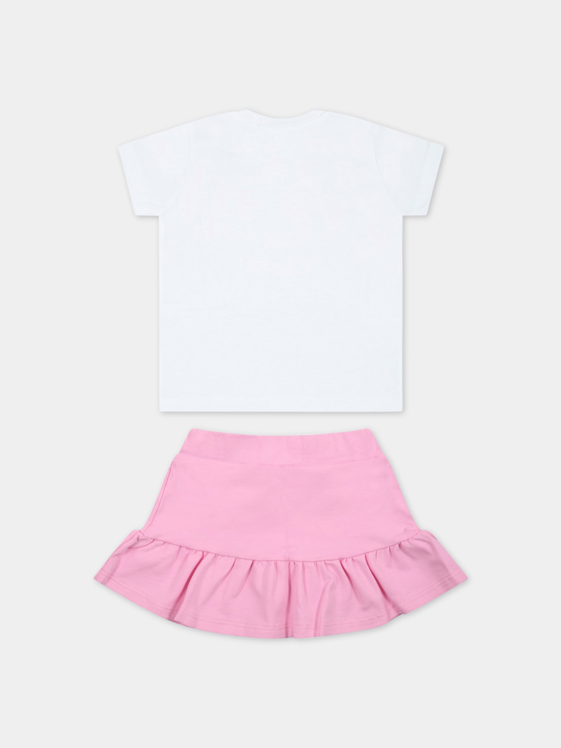 Completo bianco e rosa per neonata con logo,Msgm Kids,MS029363 001/18