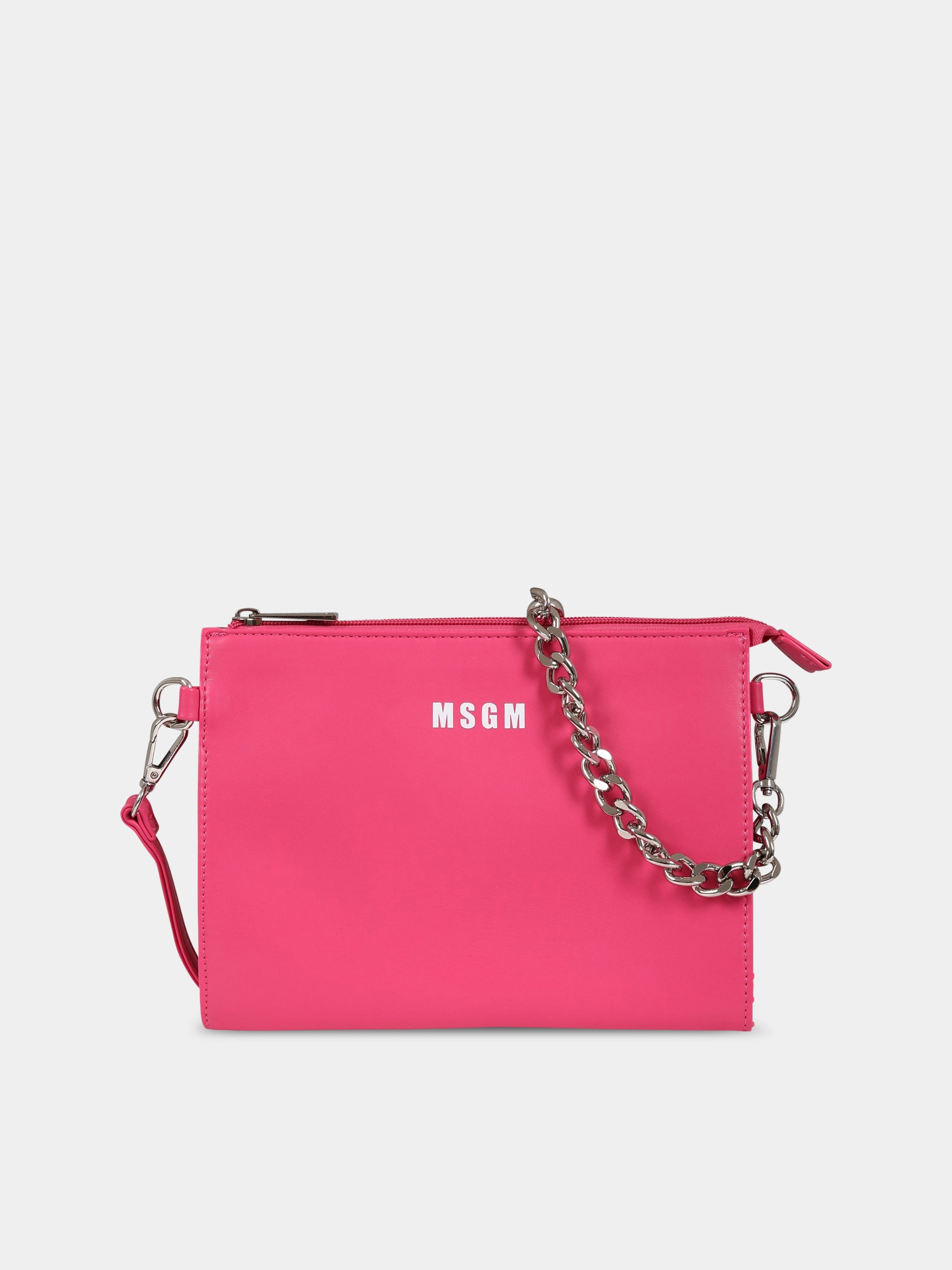 Borsa fucsia per bambina con logo,Msgm Kids,MS029348 044