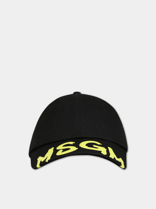 Cappello nero per bambino con logo,Msgm Kids,MS029389 110