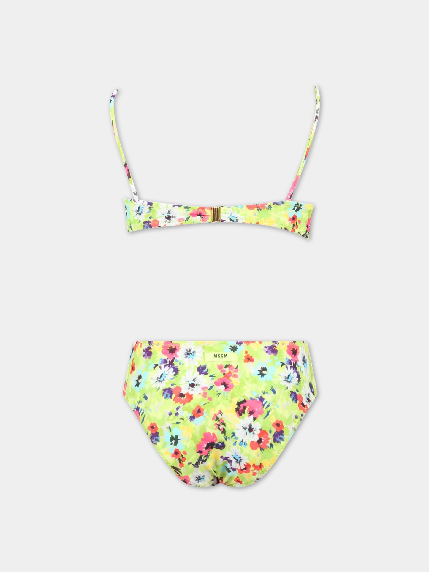 Trikini multicolor per bambina con stampa floreale,Msgm Kids,MS029354 200