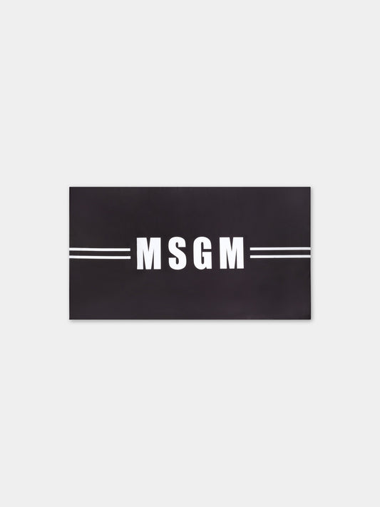 Telo-mare nero per bambini con logo bianco,Msgm Kids,MS029346 110