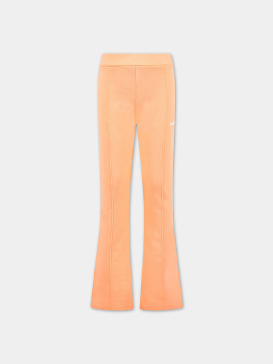 Pantaloni arancioni da tuta per bambina con logo bianco,Off White,OGCH005S23FLE0012101