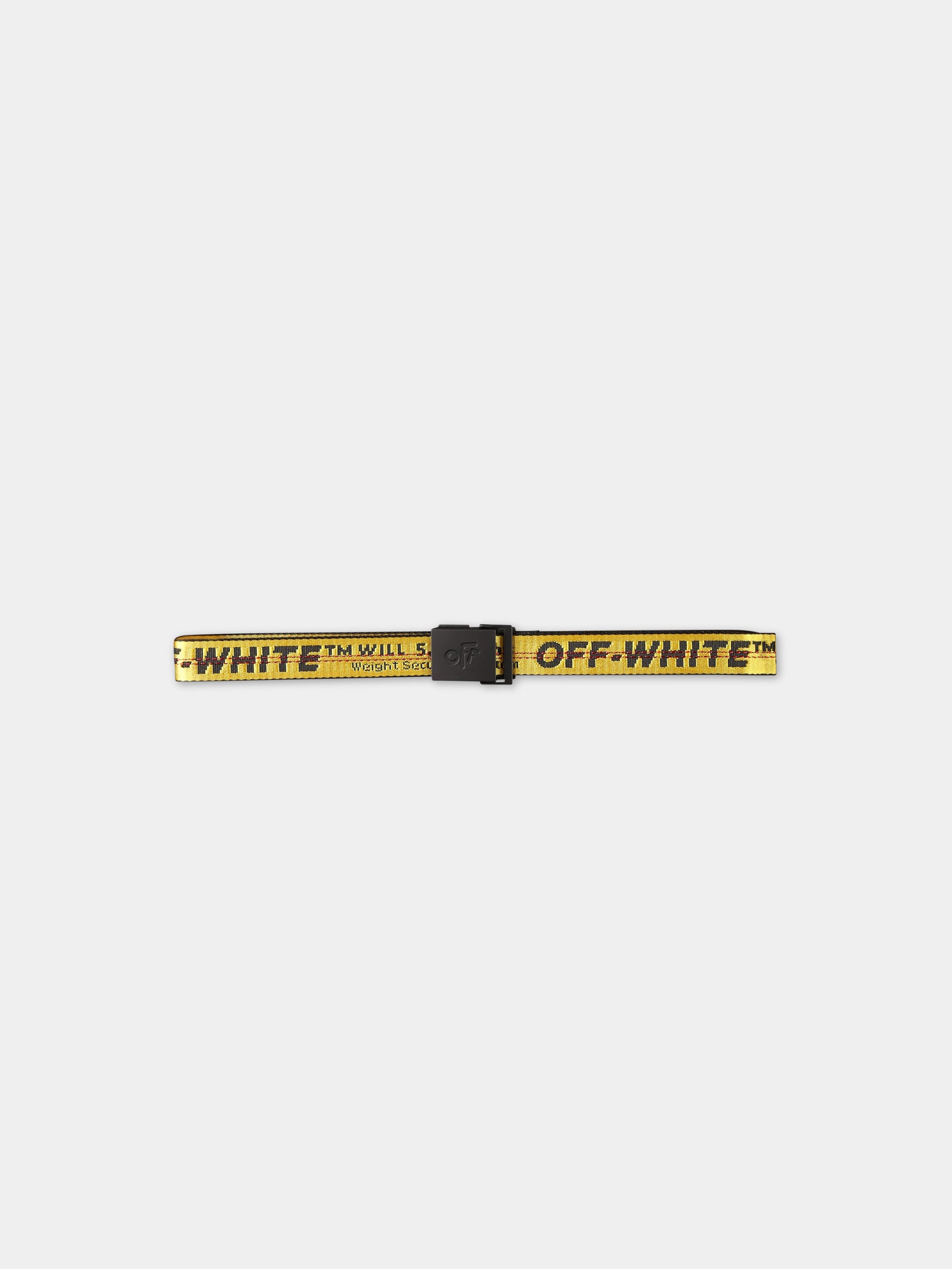 Cintura gialla per bambina con logo,Off White,OGRB001S23FAB0021810