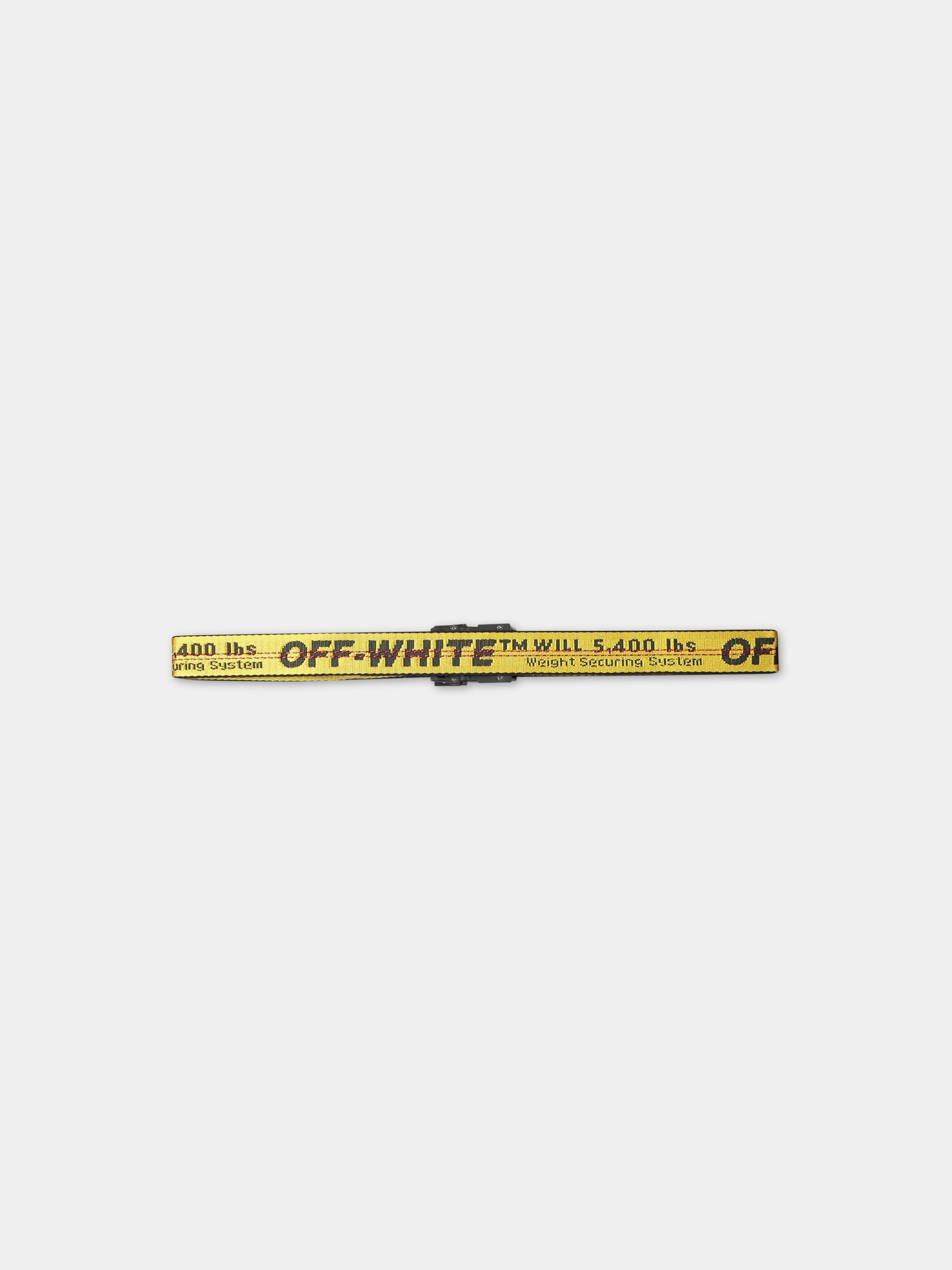 Cintura gialla per bambina con logo,Off White,OGRB001S23FAB0021810