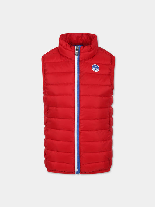 Gilet rosso per bambino con logo,North Sails,701897 000 0230