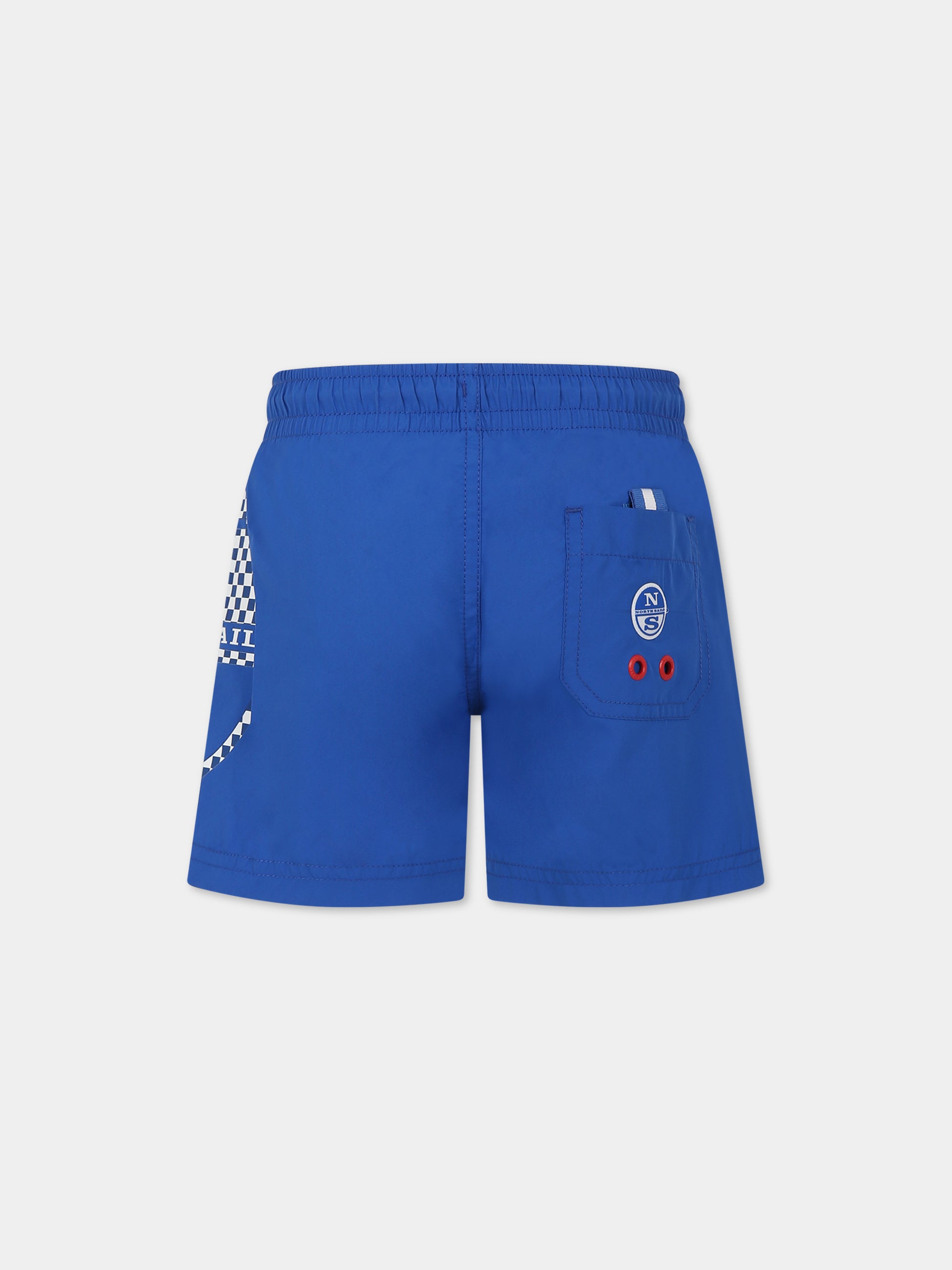 Boxer mare azzurro per bambino con logo,North Sails,777551 000 0760