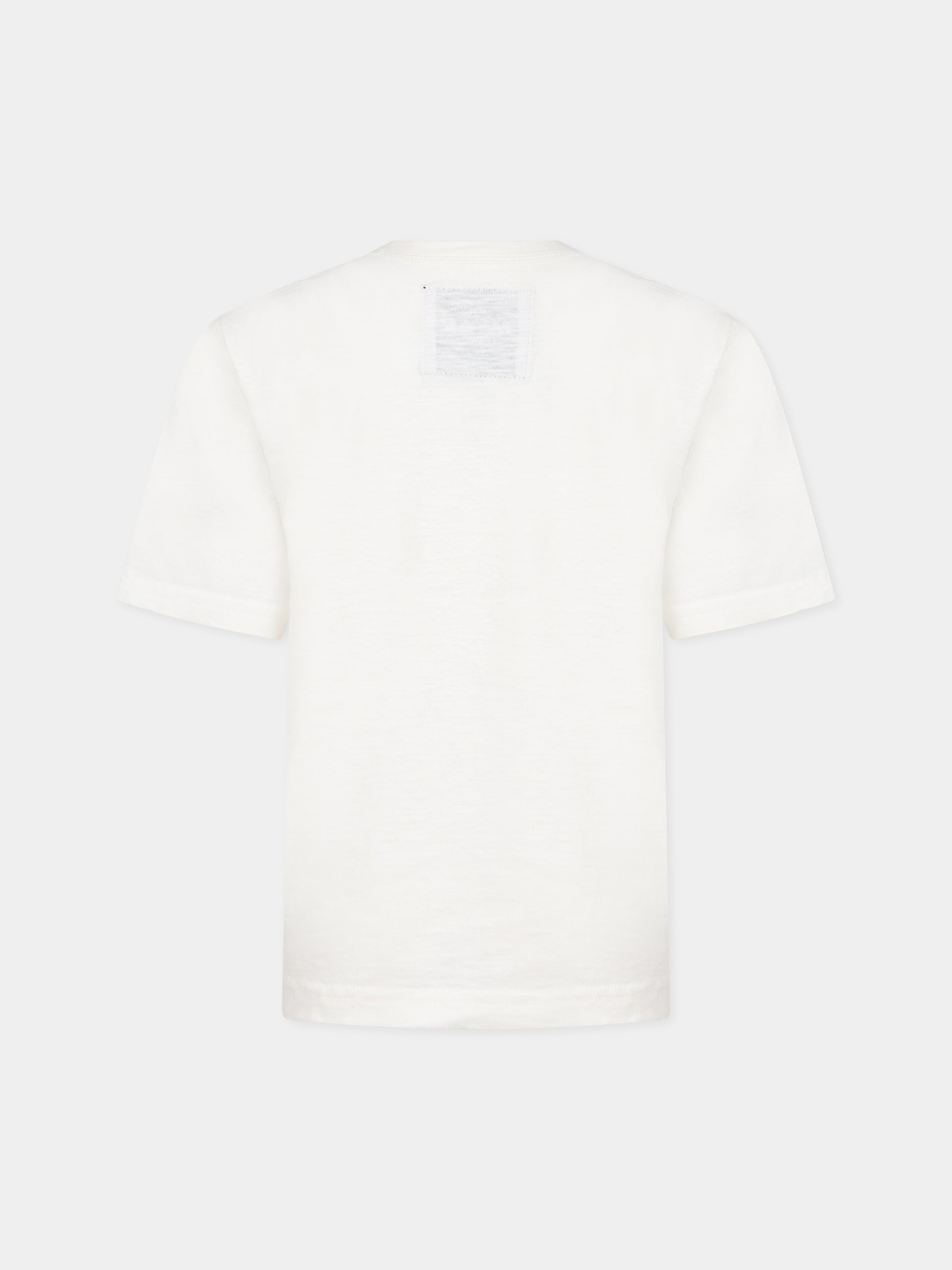 T-shirt bianca per bambino con stampa e logo,Myar,MY0074 MY062 MY101