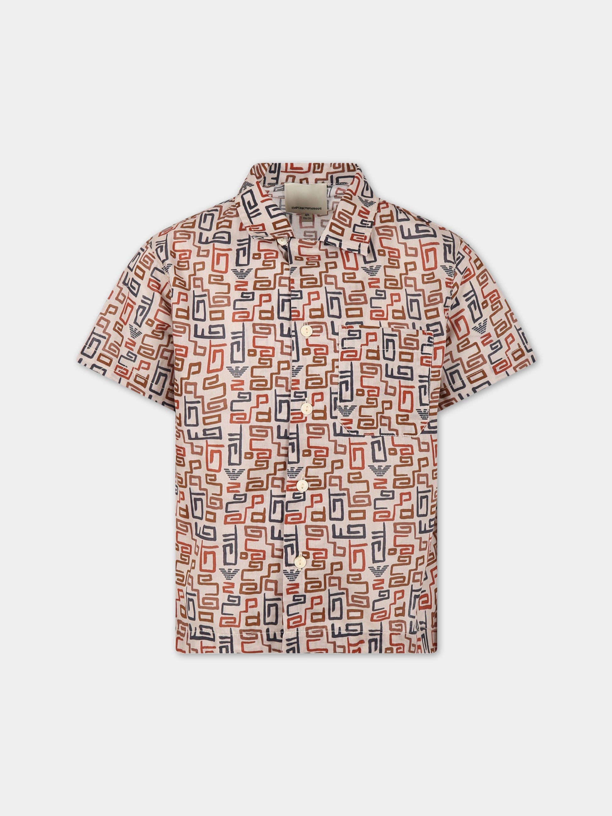 Camicia avorio per bambino con logo,Armani Junior,3R4C6D 1NS9Z F184