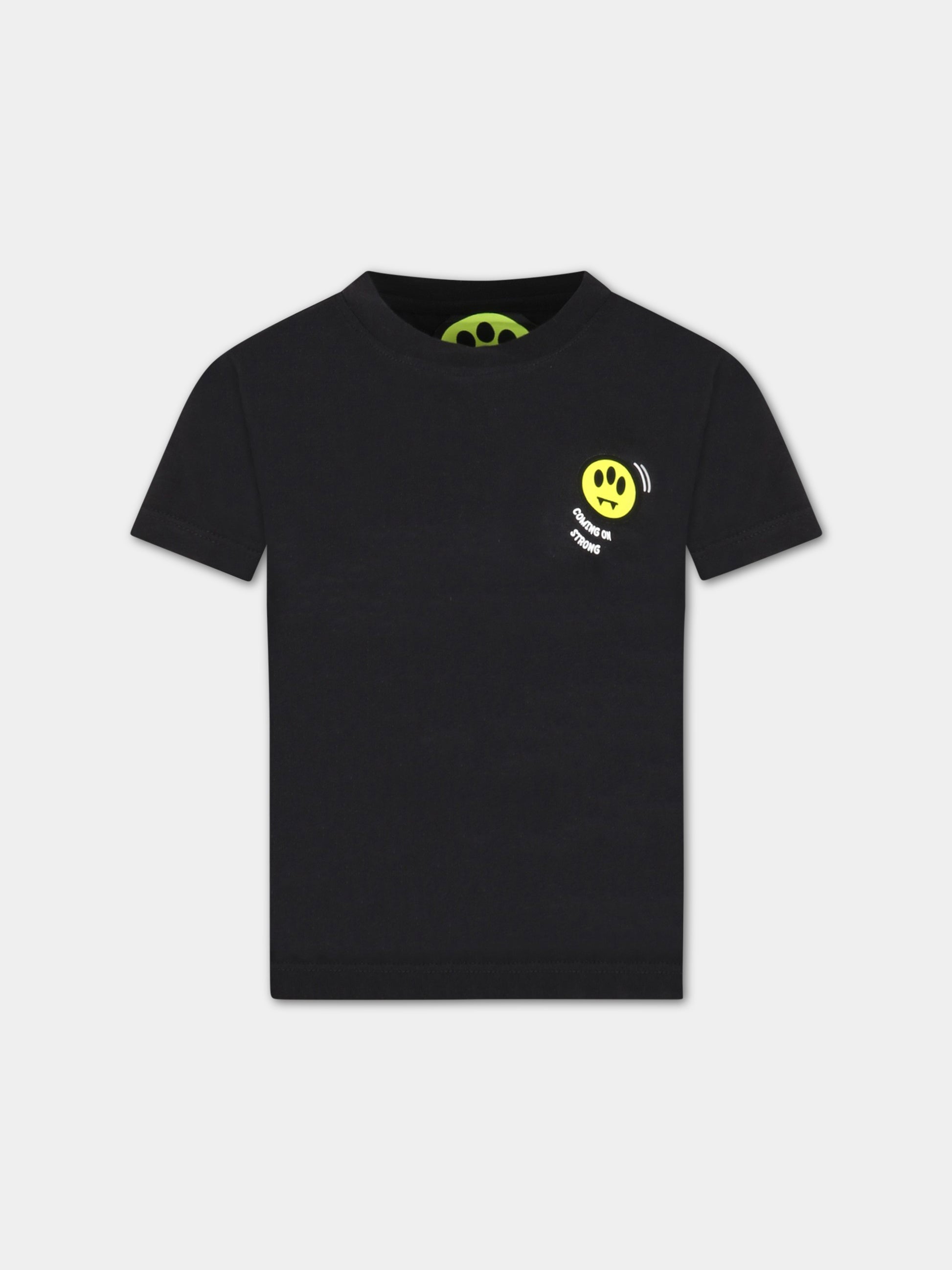T-shirt nera per bambini con logo multicolor,Barrow,032940 110