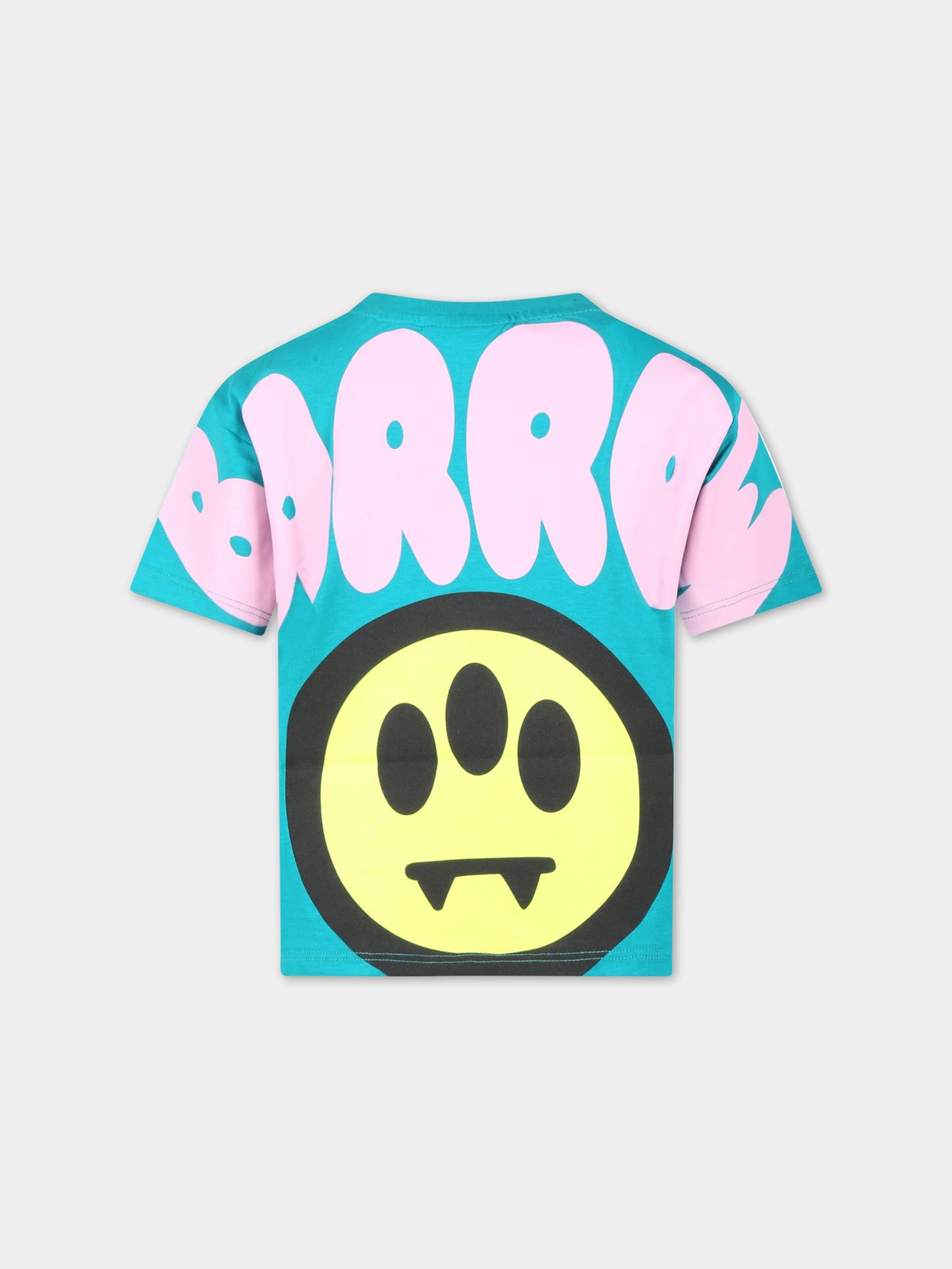 T-shirt verde per bambini con logo rosa e smile,Barrow,033038 923