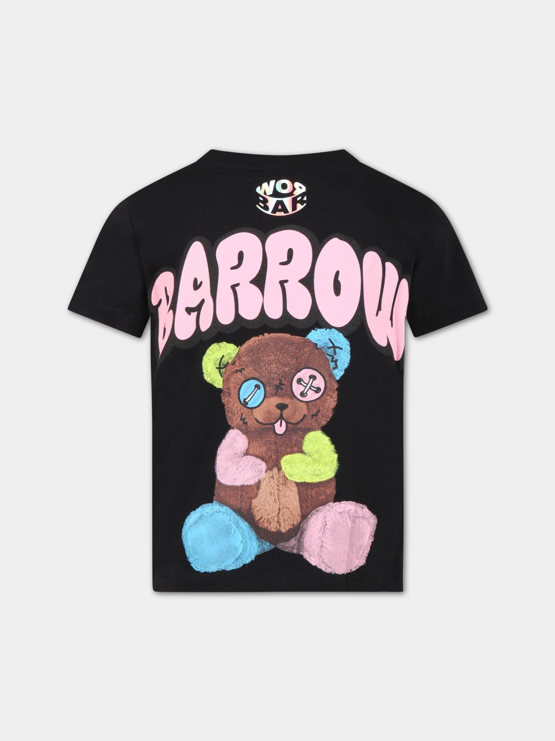 T-shirt nera per bambini con logo e orso,Barrow,033096 110