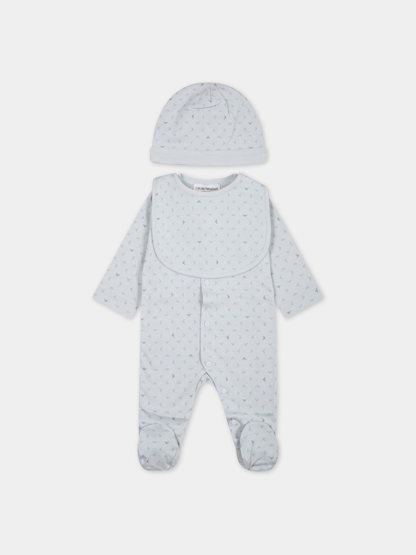 Set per neonato celeste con logo,Armani Junior,8NNV47 NJ05Z F705