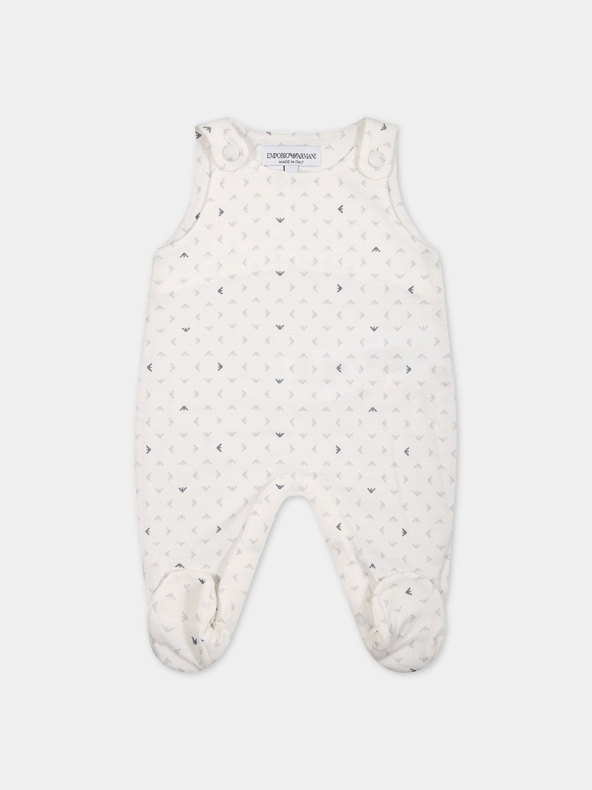 Coompleto bianco per neonato con iconici aquilotti,Armani Junior,8NNV48 NJ05Z F110