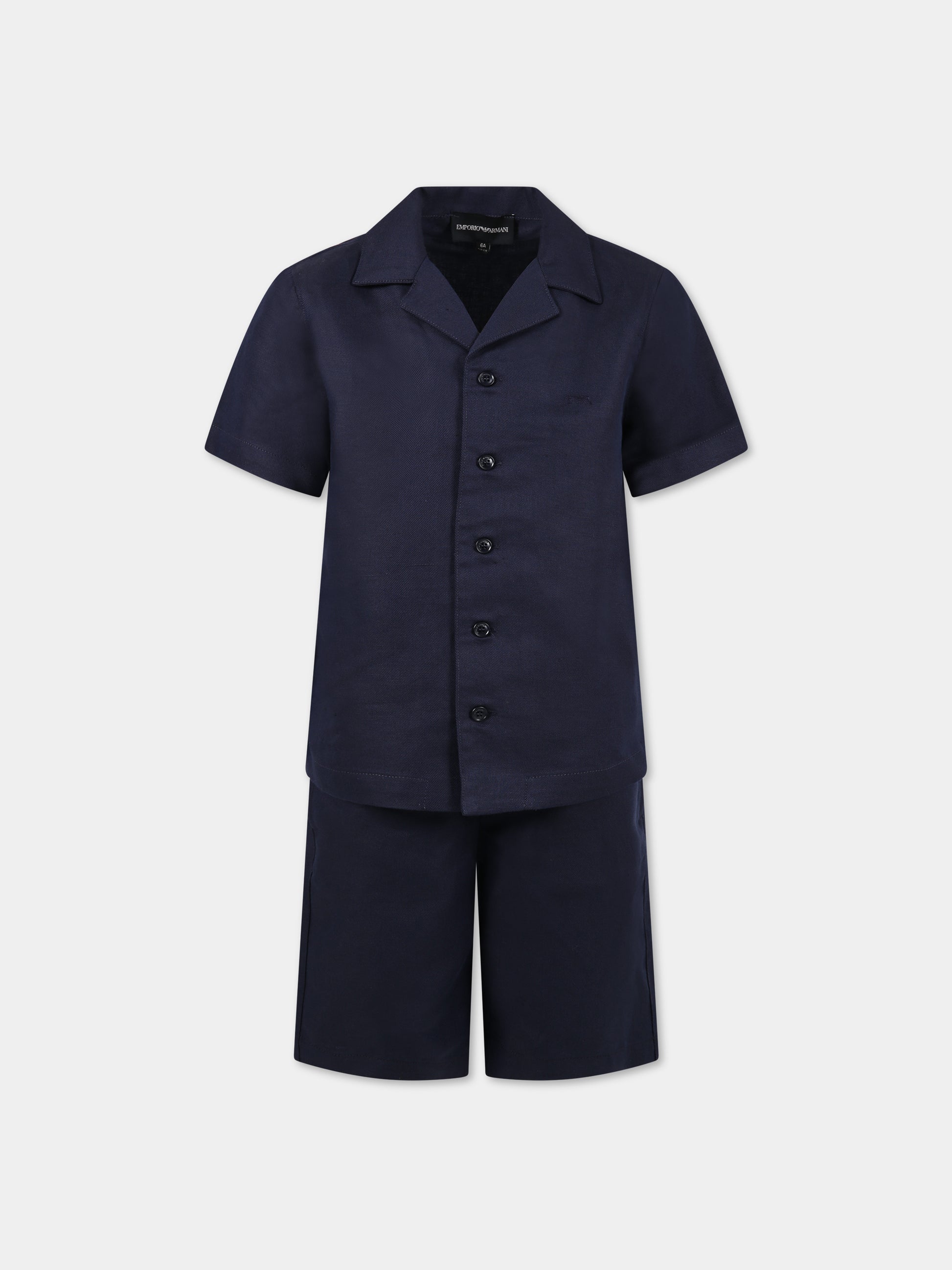 Completo blu per bambino con logo e iconico aquilotto,Armani Junior,3R4VJ4 4N7RZ 09J5