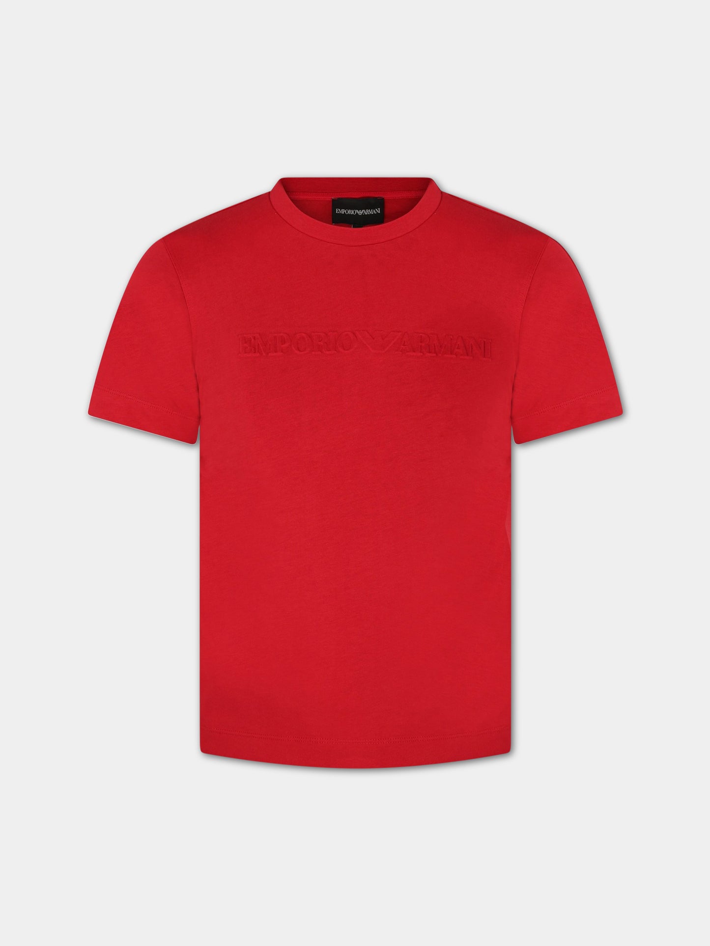 T-shirt rossa per bambino con logo,Armani Junior,3R4TJM 1JWZZ 0357