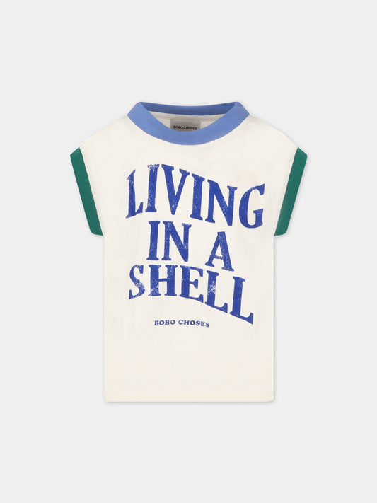 Canotta avorio per bambina con scritta,Bobo Choses,123AC022